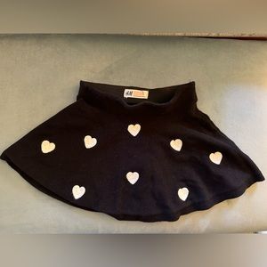 EUC H&M Girls Skirt Black with White Hearts Sz 2-4Y